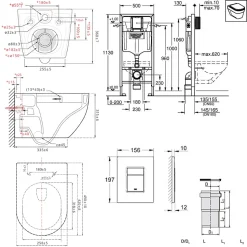 Grohe Pack WC Bâti-support Rapid SL + WC SAT Tornado sans bride + Abattant SoftClose + Plaque noire matte (RSLTORNADOKF0)