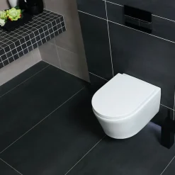 Grohe Pack WC Rapid SL + Cuvette sans bride SAT, fixations invisibles + Plaque Noir mat (RapidSL082-SATrimless-KF0)