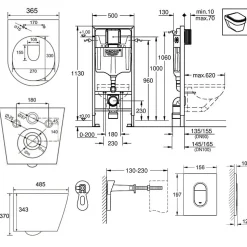 Grohe Pack WC Rapid SL + WC Swiss Aqua Technologies Infinitio sans bride + Plaque Arena chrome + Set d'habillage
