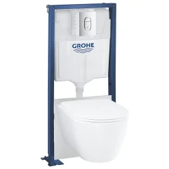 Grohe Pack WC suspendu sans bride Essence + abattant + plaque chromée + bâti Grohe