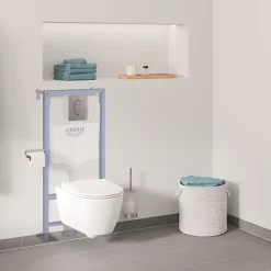 Grohe Pack WC suspendu sans bride Essence + abattant + plaque chromée + bâti Grohe