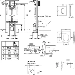 Grohe Pack WC suspendu sans bride Essence + abattant + plaque chromée + bâti Grohe