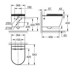 GROHE Pack WC suspendu Start Round caréné sans bride, abattant frein de chute déclipsable