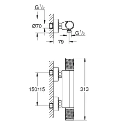GROHE Precision Feel Mitigeur thermostatique Douche 1/2'' 34790000