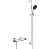 Grohe Precision Flow Set de douche avec mitigeur thermostatique + Douchette + Barre 90 cm, chrome (G34805001)