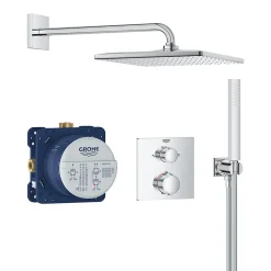 Grohe Precision Set de douche encastrée avec mitigeur thermostatique + Douche de tête + Douchette, chrome (G34881000)