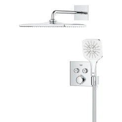 Grohe Precision SmartControl Set de douche encastrée façade thermostatique + Douche de tête + Douchette 3 jets, chrome (G34876000)