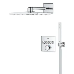 Grohe Precision SmartControl Set de douche encastrée façade thermostatique + Douche de tête 2 jets + Douchette, chrome (G34875000)