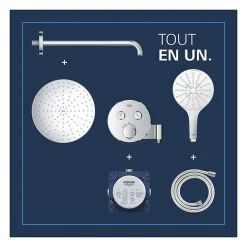 Grohe Precision SmartControl Set de douche encastrée façade thermostatique + Douche de tête + Douchette 3 jets, chrome (G34877000)
