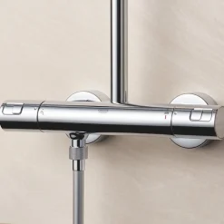 Grohe Quickfix Colonne de douche thermostatique XXL Round 250 + Douchette 2 jets, Chrome (26816022)