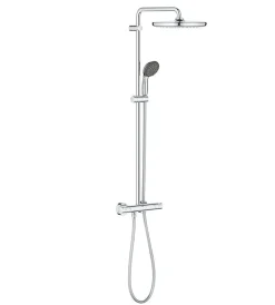 Grohe Quickfix Colonne de douche thermostatique XXL Round 250 + Douchette 2 jets, Chrome (26816022)