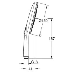 Grohe Rainshower SmartActive 150 Douchette à main 3 jets, chrome (G26553000)