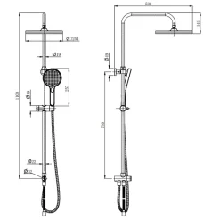 /Grohe Set de douche avec mitigeur + Douchette 3 jets barre avec curseur + Douche de tête XXL 254 mm Chrome