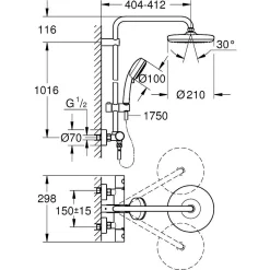 GROHE Tempesta Cosmopolitan System 210 Colonne de douche thermostatique 27922001