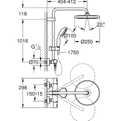 GROHE Vitalio Start System 250 Colonne de douche avec mitigeur thermostatique 26816000