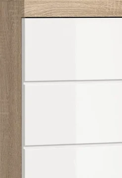 Hako - Armoire sous-lavabo (L/H/P : 60x56x34 cm) en imitation chêne Sonoma clair et blanc brillant embouti