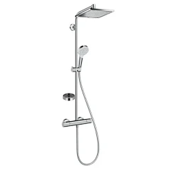 Hansgrohe Colonne de douche avec mitigeur thermostatique + Douche de tête XXL 240 + Douchette 2 jets + Porte savon