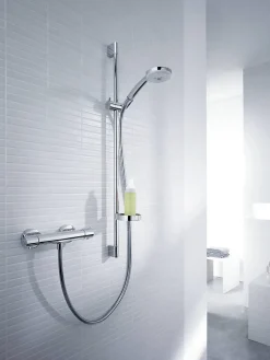 Hansgrohe Croma 100 Set de douche complet Mitigeur Thermostatique + Douchette 3 jets, Chrome (27085000)