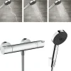 Hansgrohe Ecostat Mitigeur thermostatique douche + Douchette à main XXL 105mm 3 jets, Flexible de douche 125cm, support mural