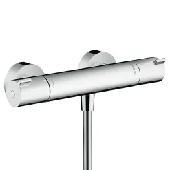 Hansgrohe Ecostat Mitigeur thermostatique douche + Douchette à main XXL 105mm 3 jets, Flexible de douche 125cm, support mural