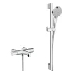 Hansgrohe Ecostat Set Mitigeur thermostatique Bain/douche + Barre de douche Unica + Douchette 2 jets, Chrome