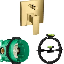 HANSGROHE Façade Metropol mitigeur bain douche encastré Aspect doré poli avec corps encastré et outil