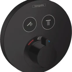 HANSGROHE Facade pour mitigeur thermostatique encastré ShowerSelect S avec 2 fonctions noir mat avec Corps encastré