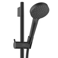 Hansgrohe Set de douche Mitigeur Ecostat Comfort + douchette à main 2 jets + Barre Unica 65 cm, Noir mat (13116670-Vernis)