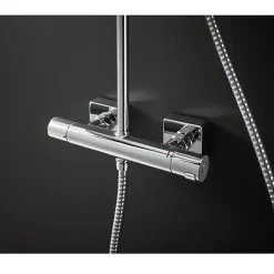 Hansgrohe Vernis Shape Colonne de douche 230 1jet Green 5,7 l/min avec mitigeur thermostatique, Chrome (26319000)