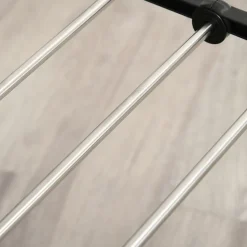 HOMCOM Séchoir à linge étendoir à vêtements pliable réglable avec barre de penderie et roulettes acier inox. PP noir