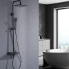 HOMELODY Colonne de Douche Thermostatique Noir, Ensemble de Douche Thermostat avec Douchette, Hauteur Réglable
