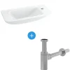 Ideal Standard Ensemble EUROVIT Lave-mains 125 x 500 x 235 mm, blanc + Siphon Alca en Métal Chromé (R421901-SET)