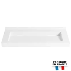 iStone Plan vasque autoportant fabriqué en France, 1200x520x100mm, en Solid Surface, blanc mat
