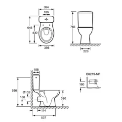 JACOB DELAFON Lot de 2 WC à poser sans bride Patio + abattant