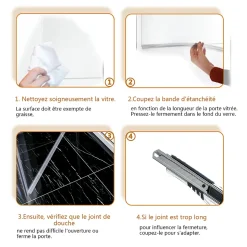Joint de porte de douche 700mm SIRHONA pour paroi en verre de 8mm