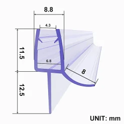 Joint de porte de douche 800mm SIRHONA pour paroi en verre de 6mm