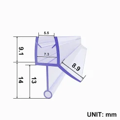 Joint de porte de douche 1000mm SIRHONA pour paroi en verre de 6mm ou 7mm