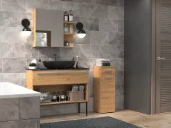 JOKKE - Meuble salle de bain 1 porte + 1 tiroir - 30x30x85cm - Colonne basse rangement SDB