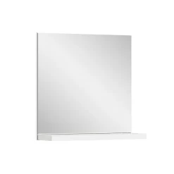 Kai - Miroir mural (L/H/P : 60x59x18 cm) en imitation blanc et surface miroir
