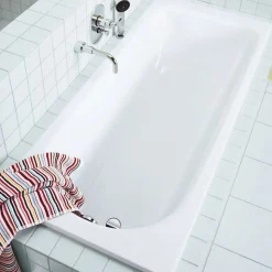 Kaldewei Eurowa Baignoire rectangulaire avec pieds 150x70 cm acier émaillé, Blanc alpin (119600010001-SET)