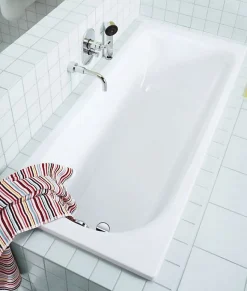 Kaldewei Eurowa Baignoire droite avec pieds 170 x 70 cm en acier émaillé, Blanc alpin (119800010001-SET)