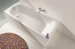 Kaldewei Eurowa Baignoire droite avec pieds 170 x 70 cm en acier émaillé, Blanc alpin (119800010001-SET)