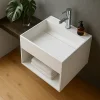 KARAE - Lave-mains carré suspendu - Design Elégant et Raffiné - Solide et Robuste - Entretien Facile - Blanc - 33 x 33 x 25 cm