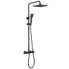 Kibath Colonne de douche thermostatique carrée 83-120 cm finition NOIR mat en laiton