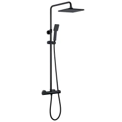 Kibath Colonne de douche thermostatique carrée 83-120 cm finition NOIR mat en laiton
