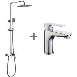 Kibath Pack colonne et robinet mitigeur NAD, finition chrome poli, en laiton