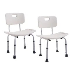 Kibath Pack de 2 sièges avec dossier carré, finition BLANC mat, en ABS