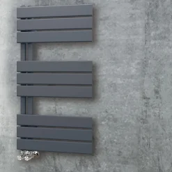 Kibath Radiateur sèche-serviettes circuit de chauffage 90 cm x 50 cm VALLES finition graphite anthracite mat en acier