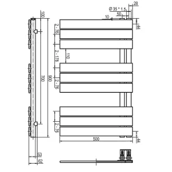 Kibath Radiateur sèche-serviettes circuit de chauffage 90 cm x 50 cm VALLES finition graphite anthracite mat en acier