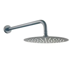Kibath Robinet de douche encastré, douchette murale ronde monocommande, finition GUN METAL mat, en laiton